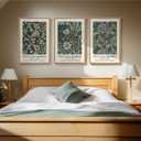 Framed William Morris Canvas Wall Art Green Decor Set of 3, Vintage Large Floral Artwork Prints, Boho Farmhouse Botanical Picture Prints for Living Room, Bedroom, Hallway, Office, Total Size 30x60, 20"W x 30" H x 3Pcs