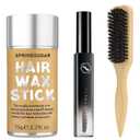 Hair Wax Stick Set for Flyaways Slick Back  Includes Wax Stick for Hair, Slick Back Hair Brush, Hair Finishing Stick  Hair Styling Products for Women, Taming Frizz & Creating Sleek Styles