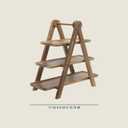 Gibson Home Truss Peak 3 Tier Serving Tray for Party, 18" Acacia Wood Cupcake/Charcuterie/Dessert Farmhouse Tiered Platters with Collapsible Wood Rack