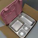 Elk and Friends Kids Stainless Steel Bento Box with Silicone Lid | Leak-proof | Toddler Lunch Container | 4 Compartments | Dishwasher Safe