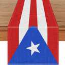 72 x 13 Inches Puerto Rico Flag Table Runner, Red White Blue Striped Table Runner with White Star Design for Puerto Rican National Day, Heritage Celebrations, Festivals, Patriotic Party Decorations