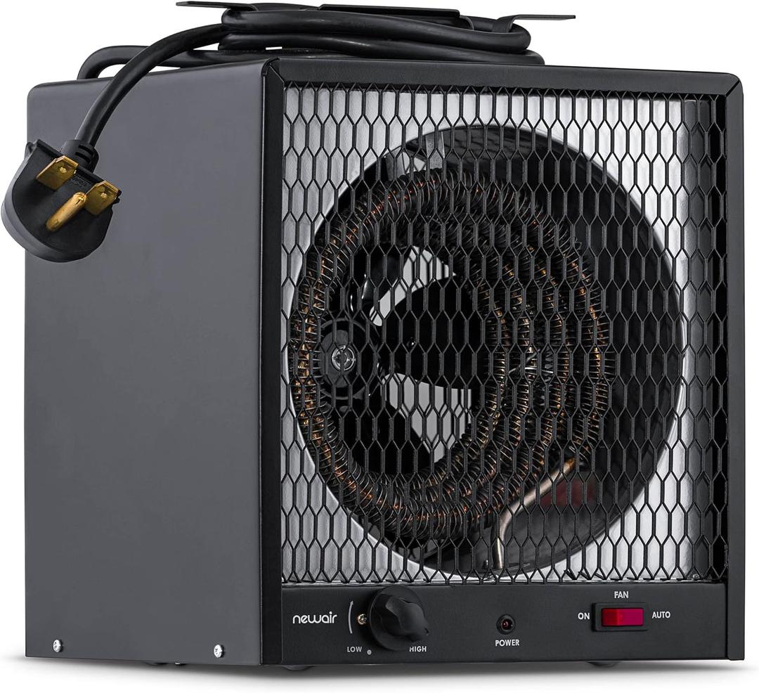 Newair 5600W Portable Electric Garage Heater - Heats Up to 600 sq. ft. with 6-Foot Cord Wrap and Carrying Handle, Space Heater Ideal for Garage, Bedroom, Dorm, and Office Newair 5600W Portable Electric Garage Heater - Heats Up to 600 sq. ft. with 6-Foot Cord Wrap and Carrying Handle, Space Heater Ideal for Garage, Bedroom, Dorm, and Office