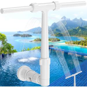 Pool Fountain for Above Ground & Inground Pools with Extension, Dual Spray Pool Waterfall Fountain, Adjustable Pool Sprinkler Fountain, Swimming Pool Accessories, Cooling Waterfall Spray (White)