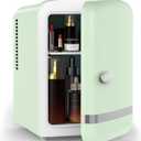 Electactic Mini Fridge for Bedroom, 4L/6 Cans Small Cosmetic Fridge for Skincare, Makeup, Medicine & Beverage, Portable Desk Fridge Cooler and Warmer for Kids, Car, Office, Dorm, Green
