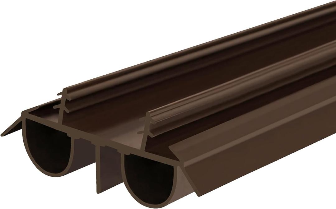 36" Kerf Slide-in Double Bulb Seal Weatherstrip Door Bottom Durable Seal for Energy Efficiency & Draft Protection (Brown)