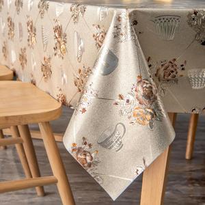 FAVE Heavy Duty Vinyl Tablecloths with Peony Waterproof Oil-Proof PVC Table Cloth for Wedding, Banquet, Birthday, Party, Restaurant Decorations (Golden Foral, 54x54 Inches)