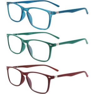 3 Pack Progressive Multifocus Reading Glasses for Men Women Blue Light Blocking Spring Hinges Computer Readers (3 Mix C3,1.25)