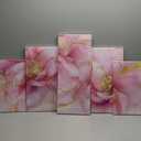 RyounoArt Pink and Gold Flower Wall Art Peony Flower Canvas Picture Painting Pink Floral Artwork for Bathroom Bedroom Wall Decor Framed Medium