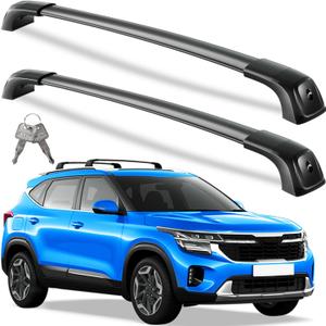 Lockable 260lbs Roof Rack Cross Bars Compatible with Kia Seltos 2021 2022 2023 2024 2025, Heavy Duty Aluminum Roof Rails Crossbars Cargo Canoe Black Rooftop Cargo Carrier Luggage