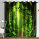 Aimego Forest Blackout Curtains Mystic Green Forest Nature Scenery Decor for Bedroom Living Room Window Drapes Grommet Top Room Darkening Curtains 2 Panel Set, 52"X63"