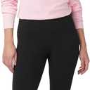 HUE Women's Ultra Soft Cotton Leggings with Wide Waistband, Full and Capri Length (Black)