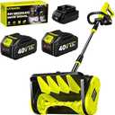 Litekon 40V Brushless Cordless Snow Shovel, 13-Inch Electric Snow Blower with 2X 4.0Ah Batteries & Charger, Battery-Powered Snow Removal with 16.5FT Throw Distance for Patio, Deck, Driveway,Green