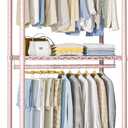 P1 Medium Heavy-Duty Portable Closet, 30" W x 14" D x 76" H, Metal Rolling Clothing Rack, Pink