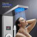 ROVATE LED Shower Panel Tower System with Rainfall and Mist Shower Head, 6-in-1 Shower Panels with Jets and Handheld and Digital Temperature Display, Shower Tower High Pressure with Tub Spout