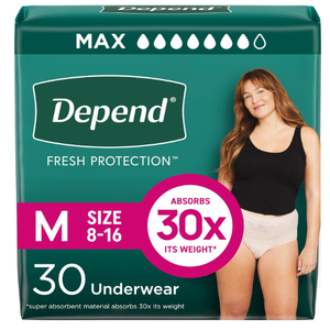Depend Fresh Protection Adult Diapers, Incontinence & Postpartum Bladder Leak Underwear for Women, Disposable, Maximum, Medium, Blush, 30 Count