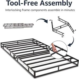Amazon Basics Smart Box Spring Bed Base, 9-Inch Height Mattress Foundation, Tool-Free Easy Assembly, Twin, 74" L x 38" W x 9" H, White