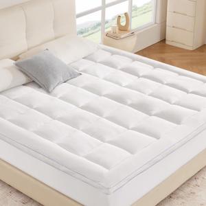 Twin Pillow Top Mattress Topper, 1000GSM Extra Thick Mattress Pad for Body Pain Relief, Soft Breathable Bed Topper with 8"-21" Deep Pocket, 3D+7D Down Alternative, White