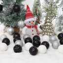 45Pcs 6cm Christmas Glitter Ball Ornaments, Shatterproof Plastic Xmas Tree Decorations for Holidays, Weddings, Parties - Black, White, Silver