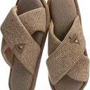 GOEWY Slippers for Men with Memory Foam Two-Tone Open Toe House Shoes Non-Slip Comfy Indoor Men's Slippers Gifts for Him Dad Knit Brown, 7/8