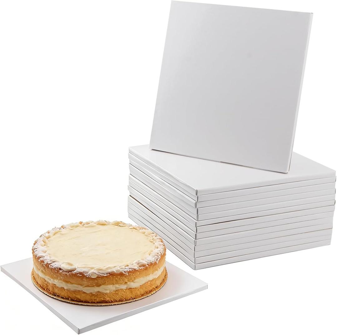 MANCHAP 15 PCS Square Cake Drums, 12 x 12 x 1/2 inch White Cardboard Cake Base Board for Desserts, Baking, Pastries