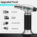 Butane Torch Lighter, Refillable Kithcne Torch with Safety Lock, Continuous Flame Mode, Adjustable Flame for Kitchen, Soldering and Bakingl(Butane Gas Not Included)