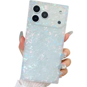 BANAILOA Compatible with iPhone 17 Pro Case Rectangle Edge for Women,Luxury Sparkle Colorful Shell Case Protective Soft Slim Girly iPhone Cover for iPhone 17 Pro - 6.3 inch (Colorful Shell)