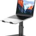 BESIGN LSX6N Laptop Stand, Ergonomic Adjustable Notebook Riser Holder, Computer Stand Compatible with Air, Pro, Dell, HP, Lenovo More 10-15.6" Laptops, Black (Standard for Sit Work(H5.60-8.6in))