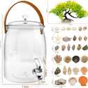 1.6 Gallon Plastic Fish Tank & Water Pitcher for Fridge with Faucet, Fish Bowl Easy to Change Water, Goldfish Beta Fish Aquariums Starter Kit With Aquarium Decor Plastic Plant + Shelles, Water Pitcher