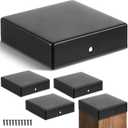 Pelopy 5 Pcs 4 x 4" Flat Pyramid Post Cap for True 3-1/2" x 3-1/2" Wood Posts Black Galvanized Powder Coated Steel Weatherproof Caps Cover for Decks, Porches, or Corridors Mailbox