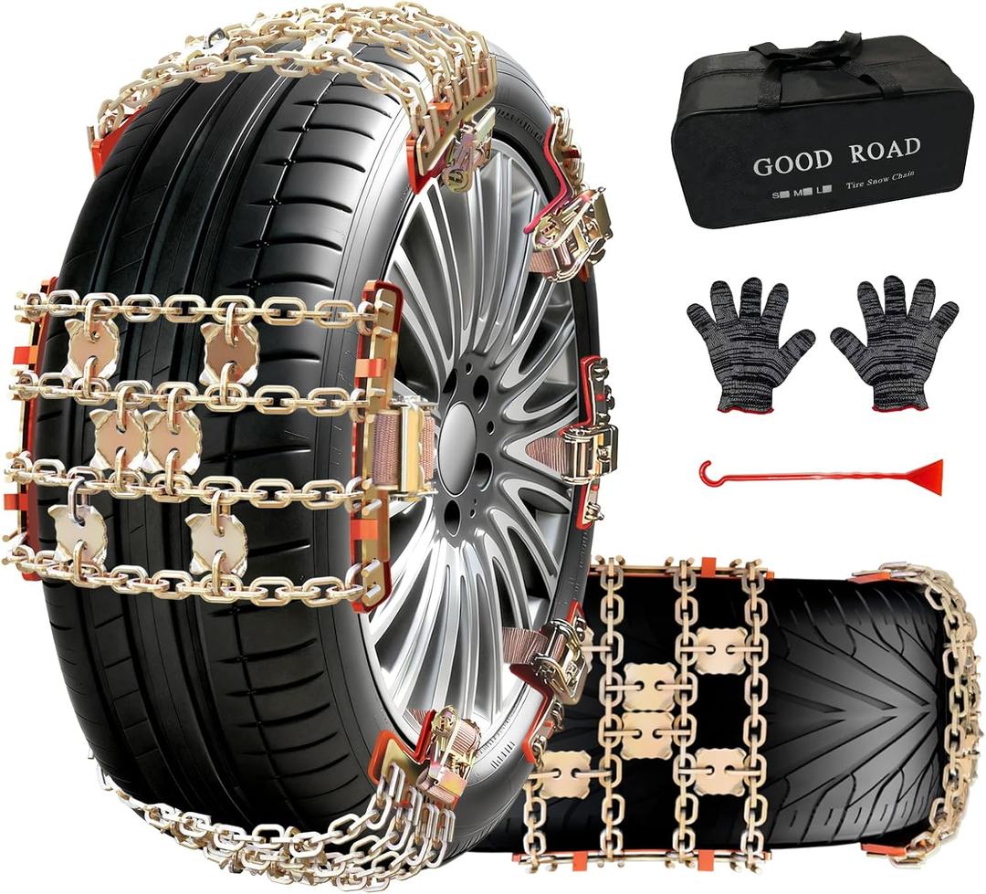 Tire Chains for Car SUV Pickup Trucks, Adjustable Portable Emergency Tire Chains, Snow Chains for Tire Width225-285mm), 6Pcs