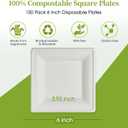 ECOLipak 150 Piecs Compostable Square Plates, 6 inch Eco-friendly Heavy Duty Biodegradable Sugarcane Disposable Paper Plates for Party Dinner Birthday