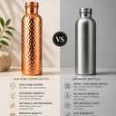 Pure Copper Water Bottle 34 oz, Hammered Drinking Water Bottle, Reusable Ayurvedic Style Bottle for Home Gym Yoga Travel