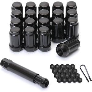 M12x1.25 Black 6 Spline Lug Nuts - Anti-Theft, 1.38" Long, Set of 20 - Acorn Aftermarket Wheel Lug Nuts