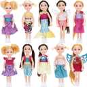 ONEST 10 Sets 5 Inch Mini Dolls with Doll Clothes Party Grown Outfits Doll Accessories for Kids
