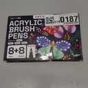 Acrylic Paint Pens Brush Tip, 8 Metallic & 8 Basic Colors Acrylic Paint Markers. Calligraphy Brush Set for Rock Painting, Scrapbooking, Sumi Brush, Lettering, Card Making, Sketching, Black Paper, DIY 7 MISSING Pack Of 9