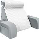 LEBENGURU Reading Pillow for Sitting in Bed Adult with Detachable Headrest & Armrests, Back Support Pillow for Watching TV in Floor, Bed Backrest Pillow for Working/Relaxing/Gaming White and Grey