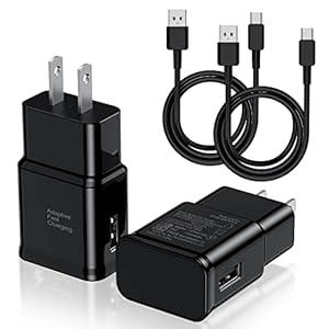Type C Charger Fast Charging, 2 Pack USB C Android Phone Wall Charger Block & 3ft Charge Cable Cord, for Samsung Galaxy S8 / S9 / S10 Plus Active S10e, S20 / S21 Ultra Plus, Note 8 9 10, Pixel 3 etc (black)