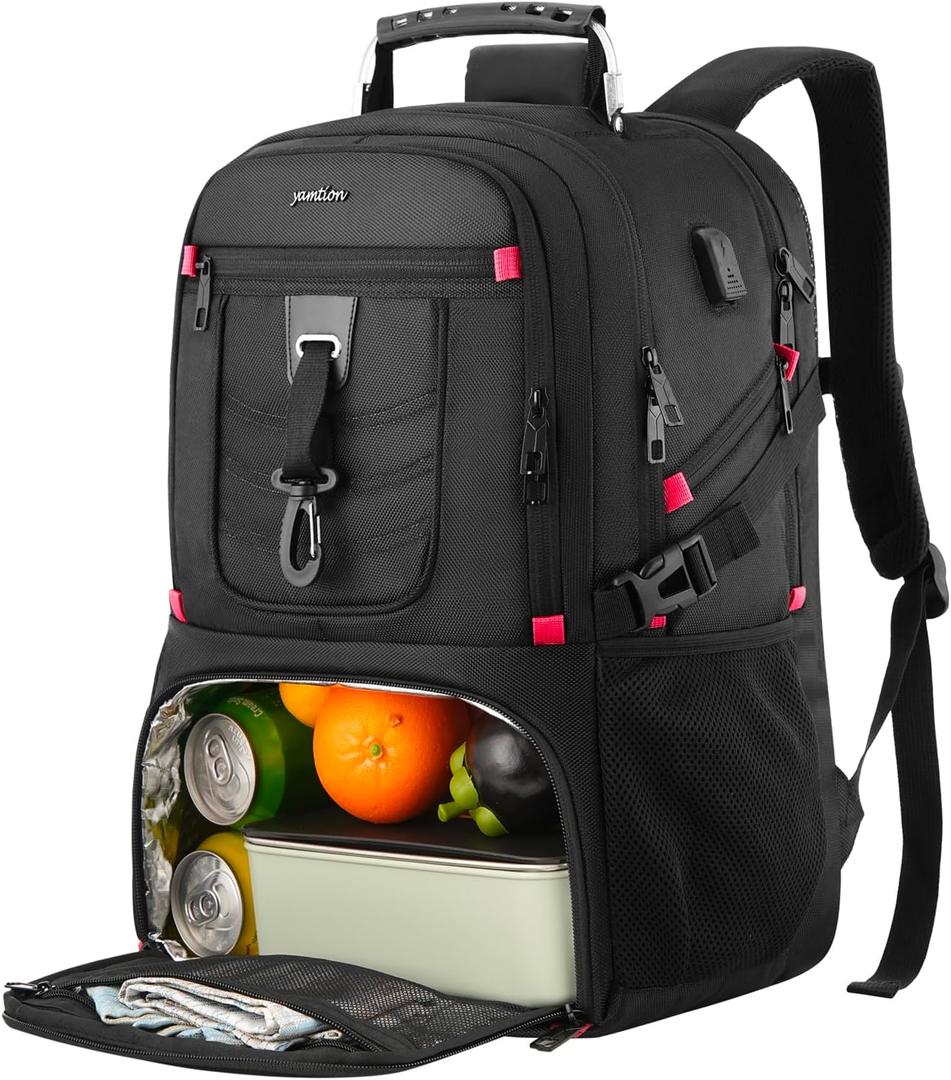 17.3 Inch Laptop Insulated Backpacks with Cooler Compartment,Men Work Cooler Backpack Insulated Lunch Bag for Teens Boys with Charging Port for Gym College Travel