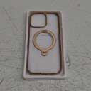 AmoraAqua Compatible with iPhone 14 Pro Max Case with 360° Spin Magnetic Ring Stand [Compatible with Mag-Safe] Camera Lens Protector Plating Clear Phone Case for iPhone 14 Pro Max 6.9", Desert Gold