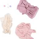 1Set Newborn Swaddle Blankets with Headbands Soft Photography Props for Boys Milestone Photoshoot Comfortable Wraps for Studio Home Use