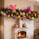 MiniInflat 16 Pcs Mardi Gras Ball Ornaments 2.4 Inch Glitter Mardi Gras Tree Ornaments with Hanging Rope Carnival Masks Purple Green Gold Tree Decorations for Home Carnival Masquerade Party Decor