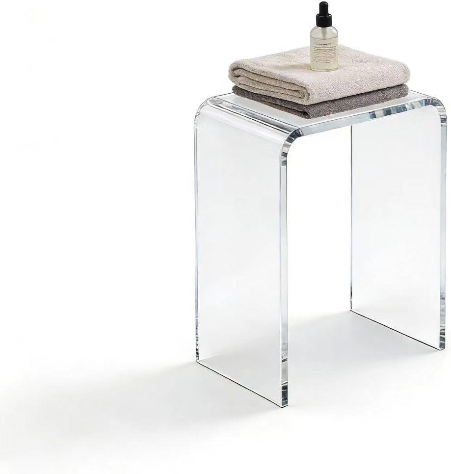 Acrylic 17.7" H Small Stool for Adults,Acrylic Shower Bench Stool Chair Seat for Bathroom Shower 10.2" D x 13.8" W x 17.7" H