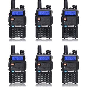 Baofeng UV-5R Dual Band Two Way Radio Handheld Ham Radio Long Range Walkie Talkies Pack of 6 for Hiking Camping Hunting Skiing Trip(Black)