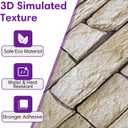 3D Peel and Stick Faux Stone Wall Panels 11.8" x 11.8" 10-Pack, Stone-Look Wall Sticker, Thin Lightweight PVC Self Adhesive Wall Tiles for Interior Decor, Beige