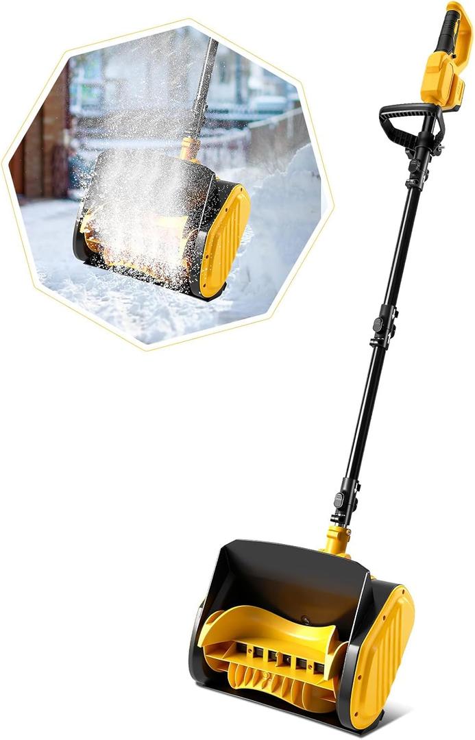 Cordless Snow Shovel for Dewalt 20V Battery, 1000W Brushless Electric Snow Blower, 12" Wide & 6" Deep Clearing, Lightweight Power Snow Shovel, for Deck, Steps, Walkways (No Battery)