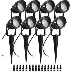 8Pack 5W Low Voltage Landscape Lights with Connectors Outdoor Lighting 24V AC/DC Focusing Lens LED Landscape Spotlights,600LM Warm White Waterproof Outdoor Garden Yard Lights