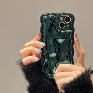 FABSPARK Case for iPhone Air,3D Meteorite Bubble Pattern Electroplate Plating Glitter Curly Wavy Frame Glossy Case,Soft TPU Shockproof for iPhone Air 6.5 inch,Dark Green