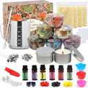 TEPENAR DIY Scented Candle Making Kit,DIY Candle Set with Premium Scented with 4 Beeswax,8 Candle Tins,6 Fragrance Oil,8 Dye Blocks,500ml Melting Pot etc.Make Your Own Candles Art Crafts Hobby Kits