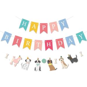 Dog Banner Happy Birthday Banner Dog Themed Happy Birthday Colorful Decoration Birthday Party Supplies (Multicolor)