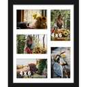 DUENPY 11x14 Collage Picture Frame, 4x6 Collage Picture Frame, Displays Five 4x6 inch Photos, or 11x14 (Without Mat) Wall Decor Wall Hanging or Tabletop, Black. Pack of 4
